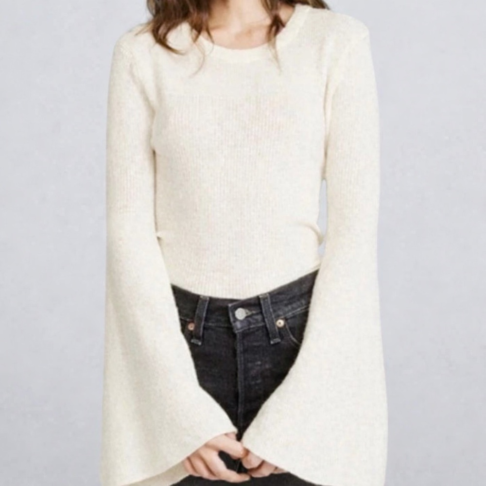 JOA Los Angeles Women’s Bell-Sleeve Sweater XS–M Ivory Wool-Nylon Blend
